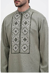 Men's gray linen embroidered shirt "Oleksa"